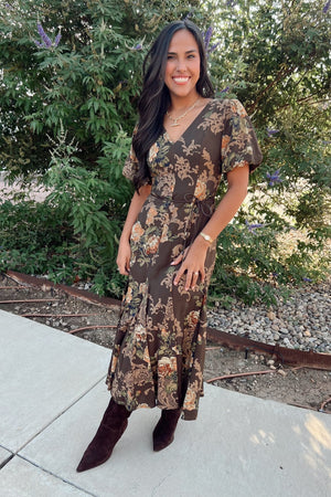 Astr the Label Lavena V - Neck Puff Sleeve Dress - Apricot Lane Boutique - Peoria
