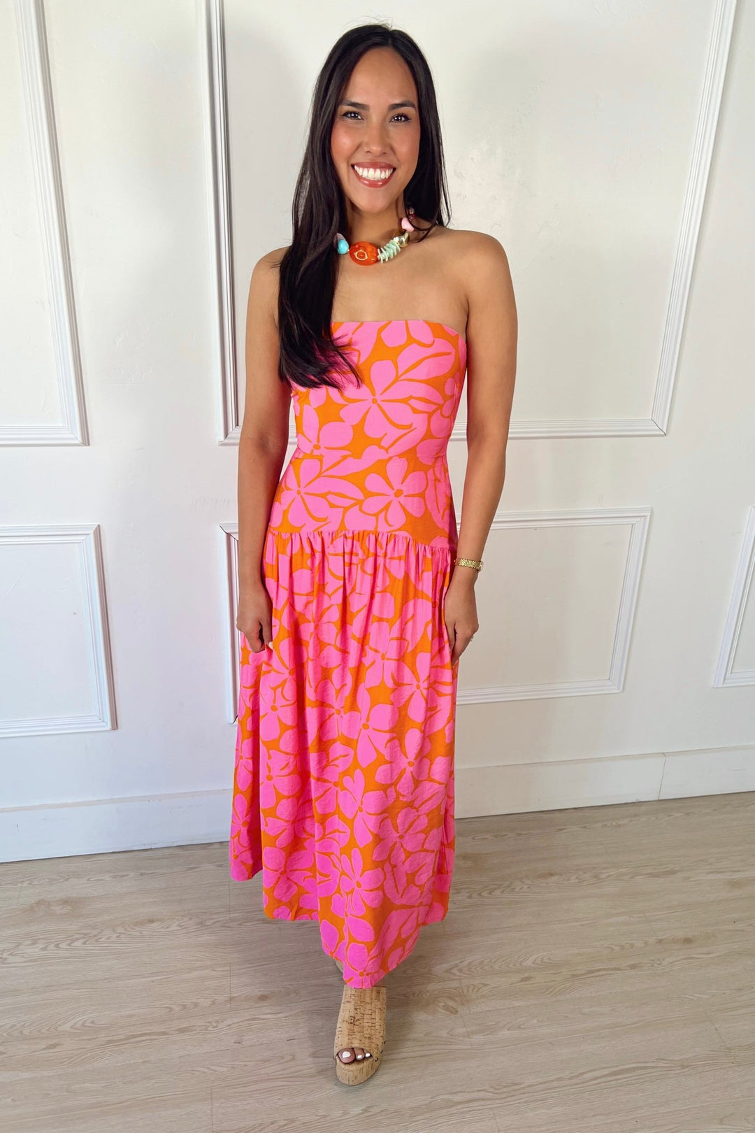 coral midi dress Coral Cabana Midi Dress – Apricot Lane Boutique