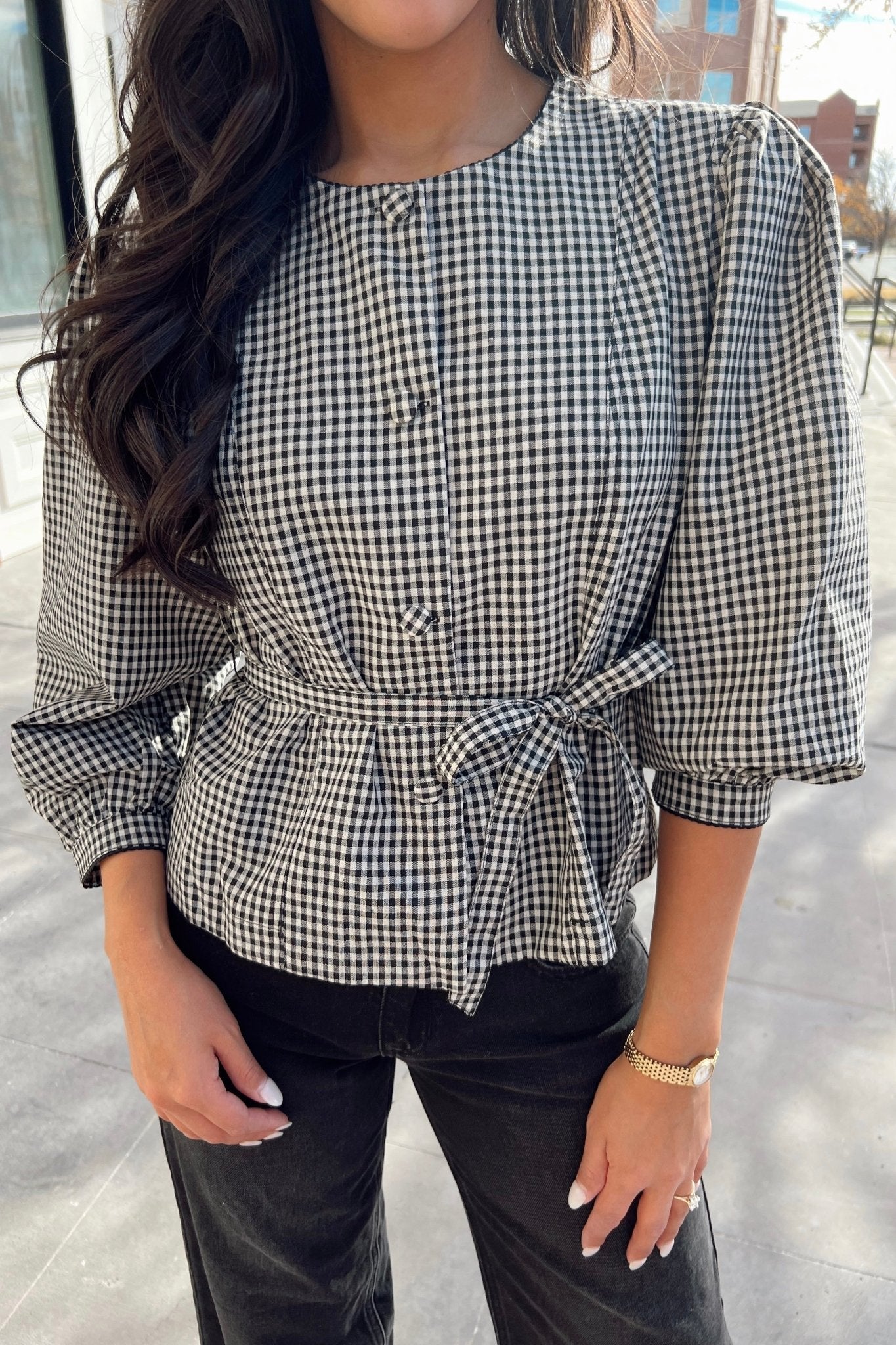 The Meadow Check Blouse - Apricot Lane Boutique - Peoria